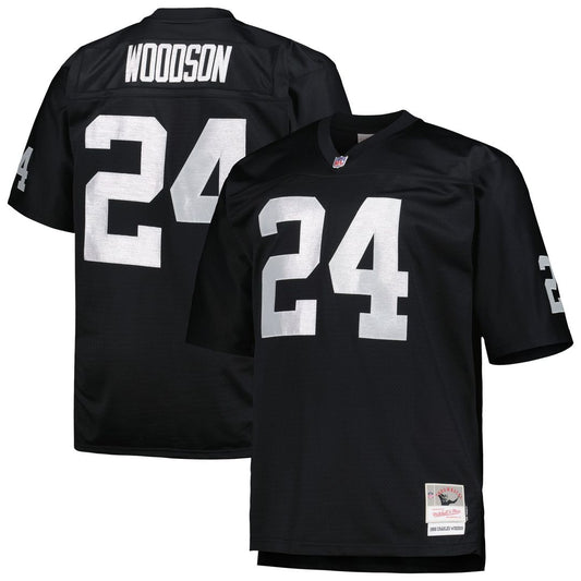 Men's Las Vegas Raiders Charles Woodson Black Big & Tall 1998 Retired Player Replica NFL Football Jersey - view 1