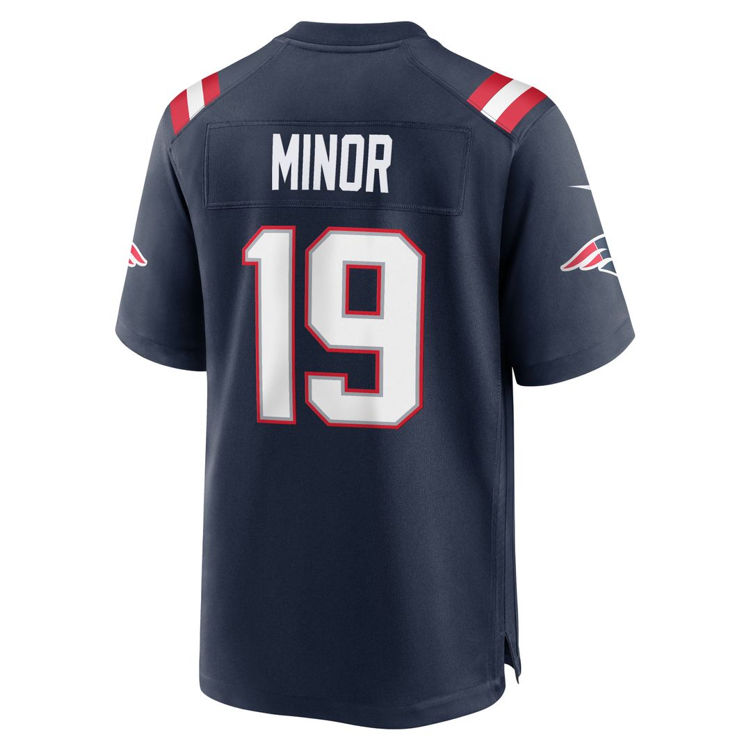 Men's New England Patriots Kobee Minor Navy Team Game NFL Football Jersey - view 5