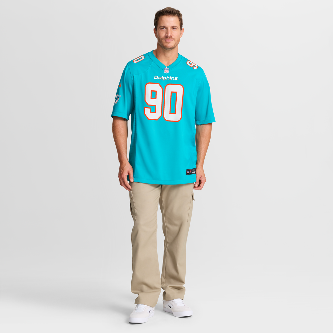 Men's Miami Dolphins Kenneth Grant Aqua Team Game NFL Football Jersey - view 7