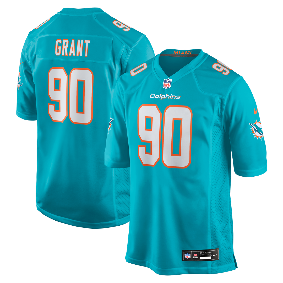 Men's Miami Dolphins Kenneth Grant Aqua Team Game NFL Football Jersey - view 1