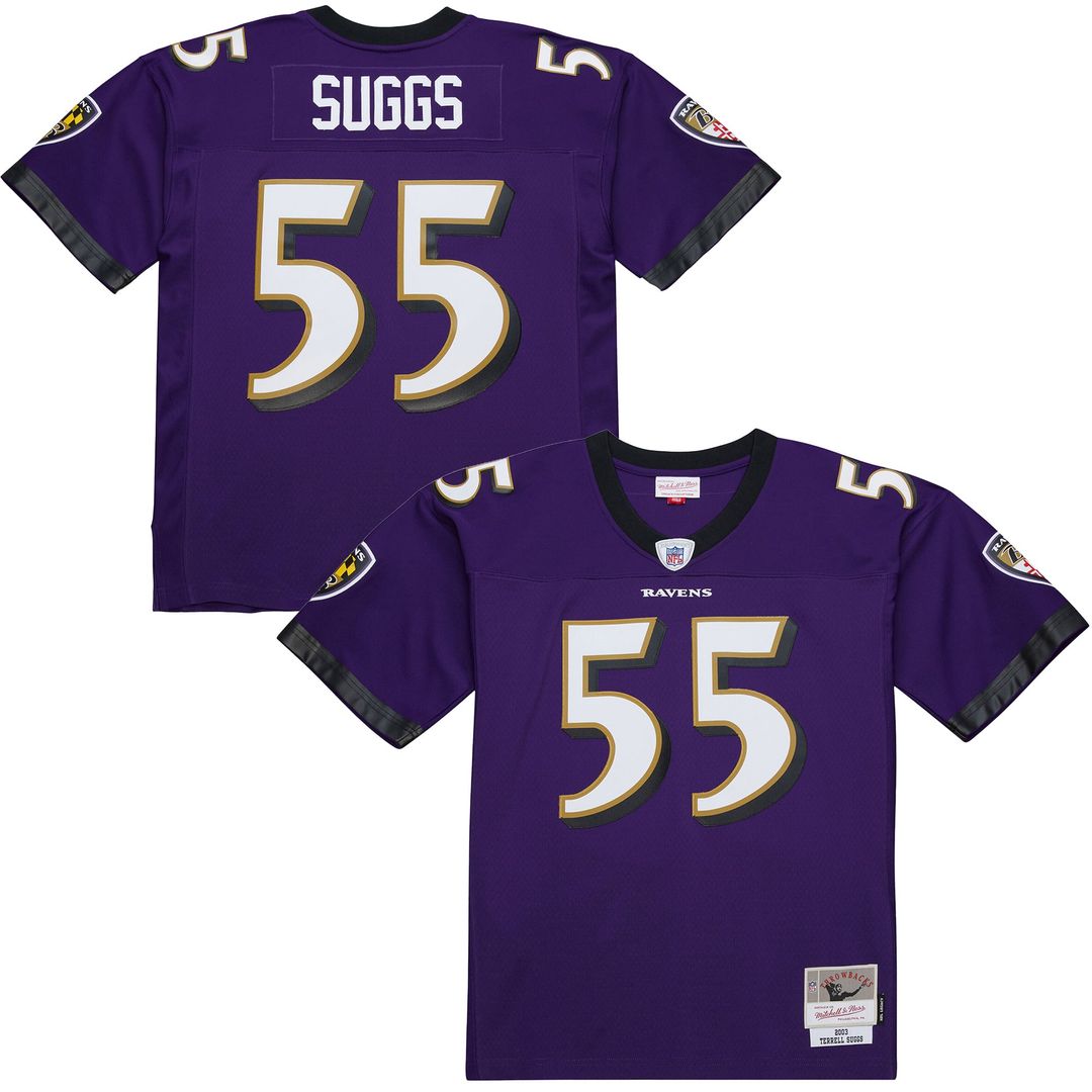 Men's Baltimore Ravens Terrell Suggs Purple 2003 Legacy Replica NFL Football Jersey - view 1