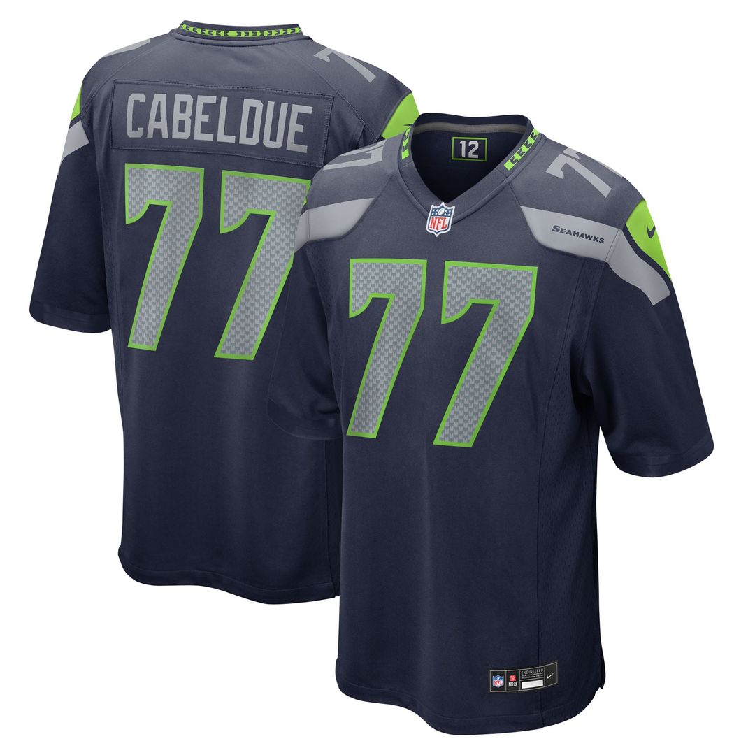 Men's Seattle Seahawks Bryce Cabeldue College Navy Team Game NFL Football Jersey - view 1