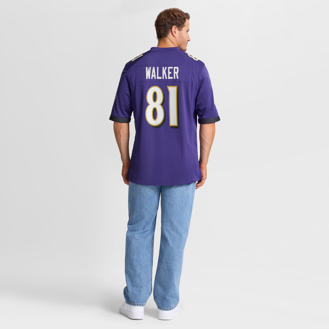 Men's Baltimore Ravens Devontez Walker Purple Team Game NFL Football Jersey - view 5