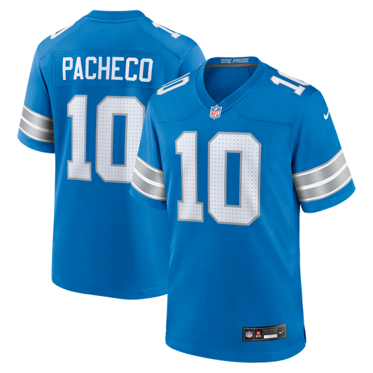 Men's Detroit Lions Isiah Pacheco Blue Team Game NFL Football Jersey - view 1