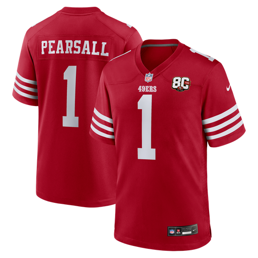 Men's San Francisco 49ers Ricky Pearsall Scarlet 80th Anniversary Game NFL Football Jersey - view 1