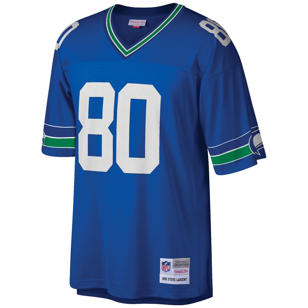 Men's Seattle Seahawks Steve Largent Royal Big & Tall 1985 Retired Player Replica NFL Football Jersey - view 2