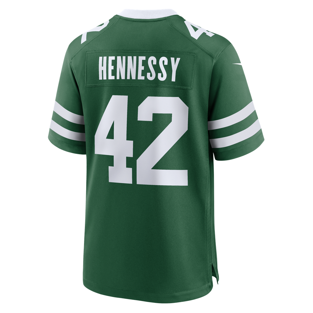 Men's New York Jets Thomas Hennessy Legacy Green Team Game NFL Football Jersey - view 3