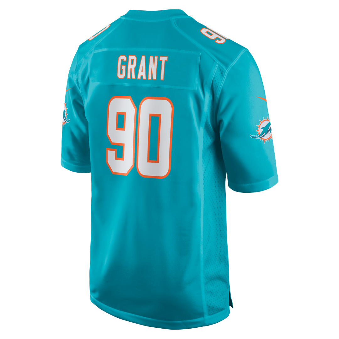 Men's Miami Dolphins Kenneth Grant Aqua Team Game NFL Football Jersey - view 3