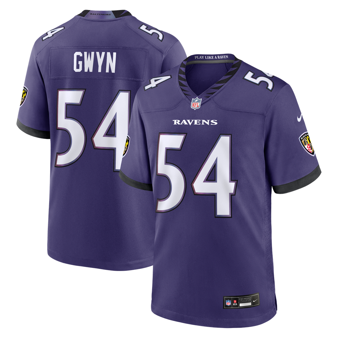Men's Baltimore Ravens Jovaughn Gwyn Purple Team Game NFL Football Jersey - view 1