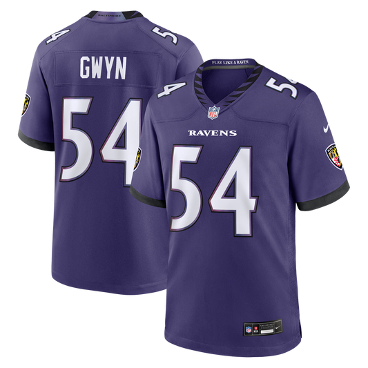 Men's Baltimore Ravens Jovaughn Gwyn Purple Team Game NFL Football Jersey - view 1