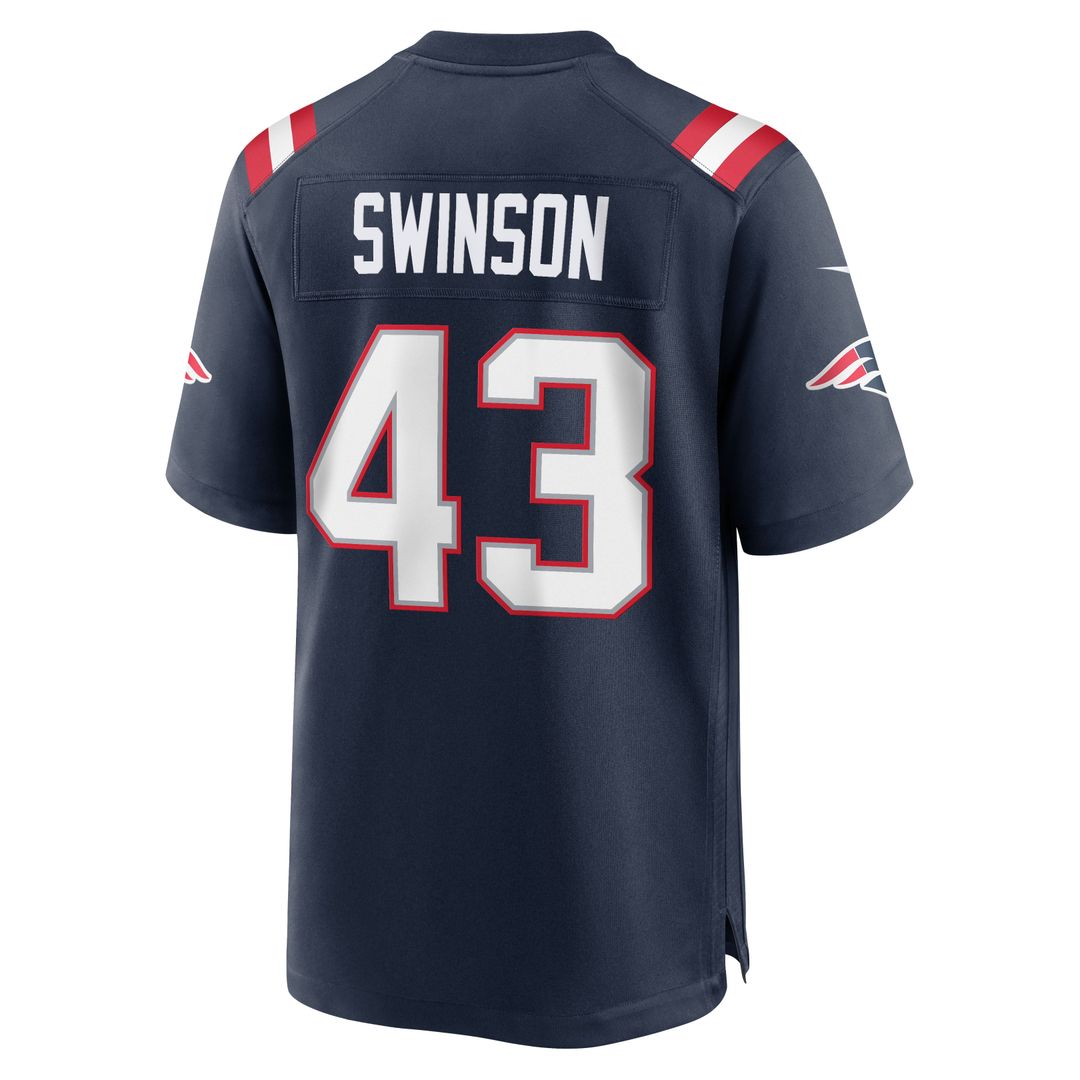 Men's New England Patriots Bradyn Swinson Navy Team Game NFL Football Jersey - view 5