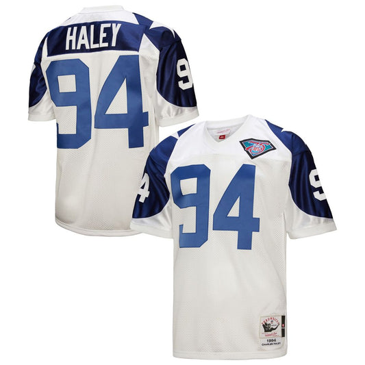 Men's Dallas Cowboys 1994 Charles Haley White Throwback NFL Football Jersey - view 1