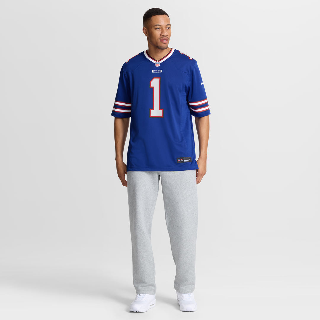 Men's Buffalo Bills Number 1 Groom Royal Game NFL Football Jersey - view 7