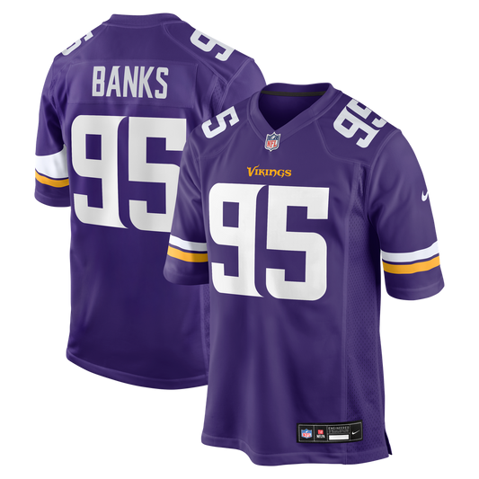Men's Minnesota Vikings Caleb Banks Purple Team Game NFL Football Jersey - view 1