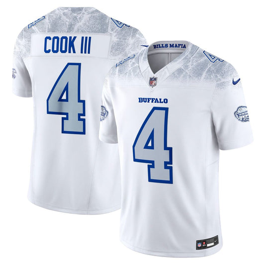 Men's Buffalo Bills James Cook III White Rivalries Collection Stitched Limited NFL Football Jersey - view 1