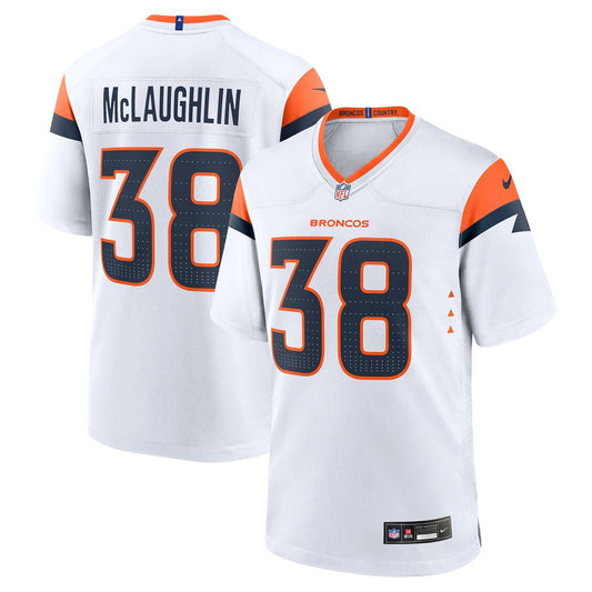 Men's Denver Broncos Jaleel McLaughlin White Game NFL Football Jersey - view 1