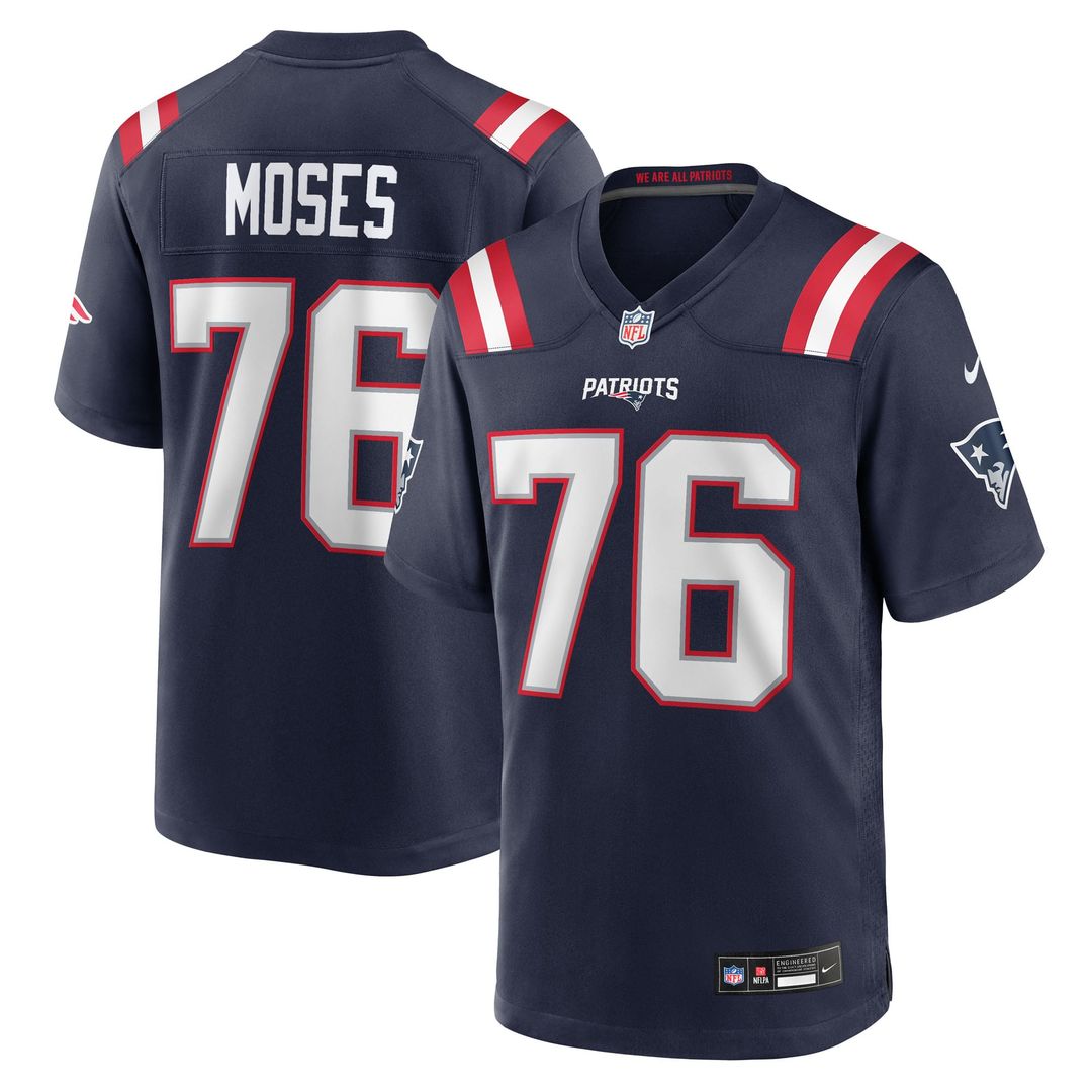Men's New England Patriots Morgan Moses Navy Team Game NFL Football Jersey - view 1