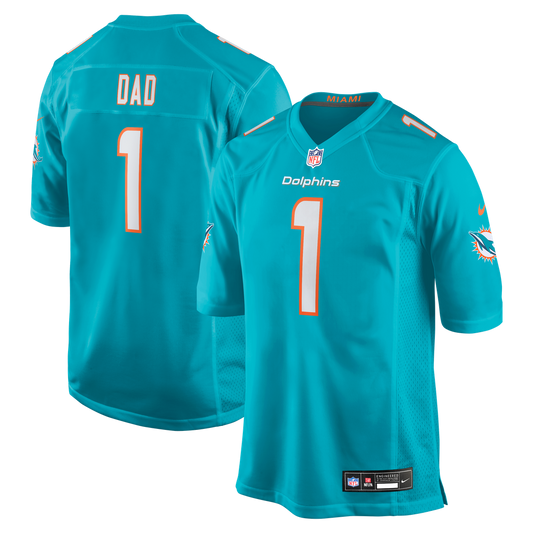 Men's Miami Dolphins Number 1 Dad Aqua Game NFL Football Jersey - view 1