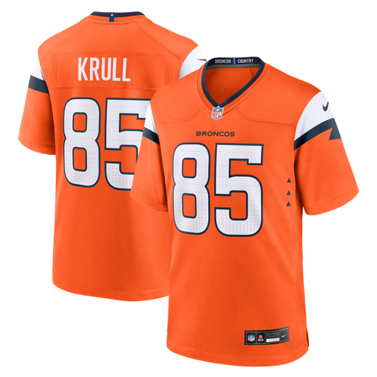Men's Denver Broncos Lucas Krull Orange Team Game NFL Football Jersey - view 1