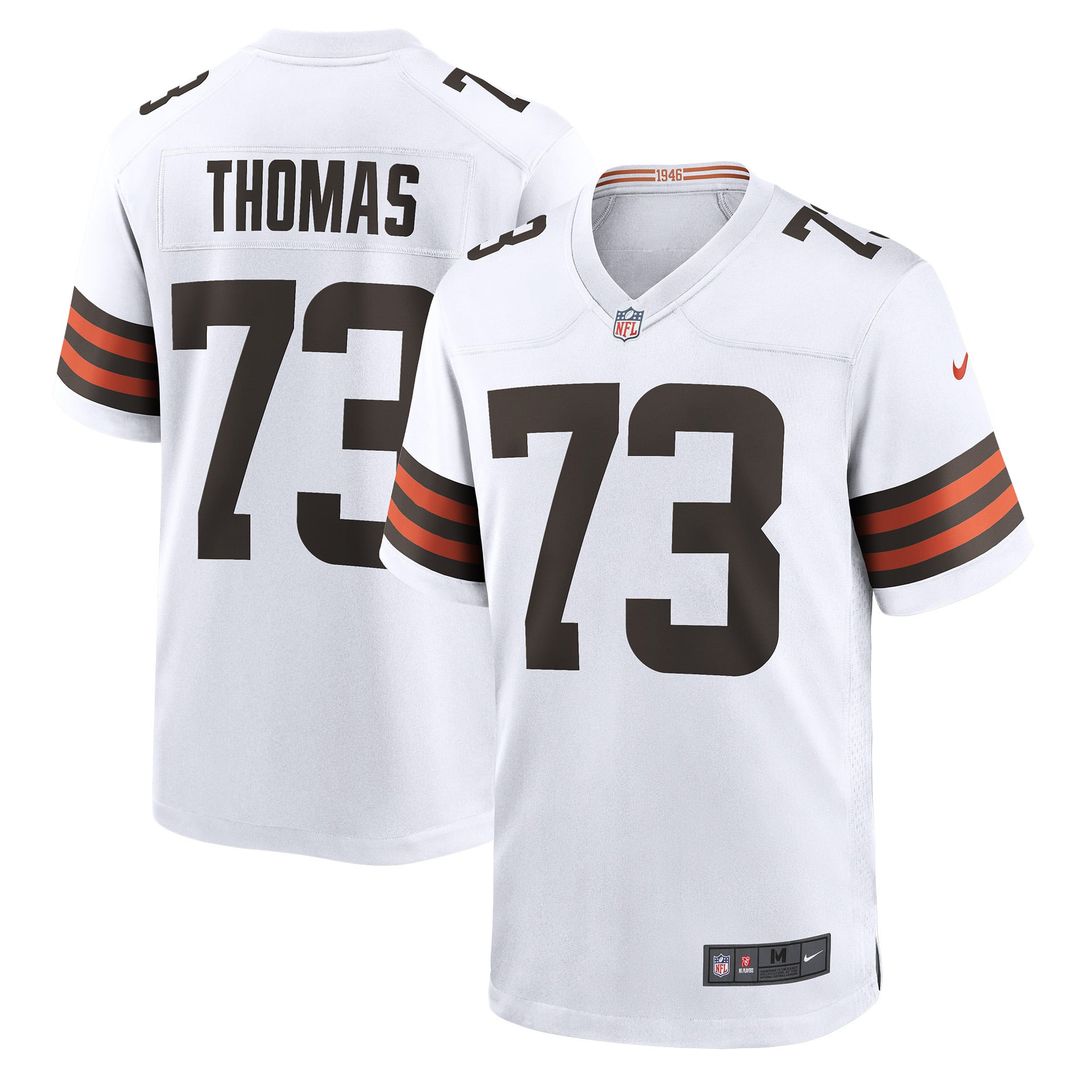Men's Cleveland Browns Joe Thomas White Retired Game NFL Football Jersey - view 1