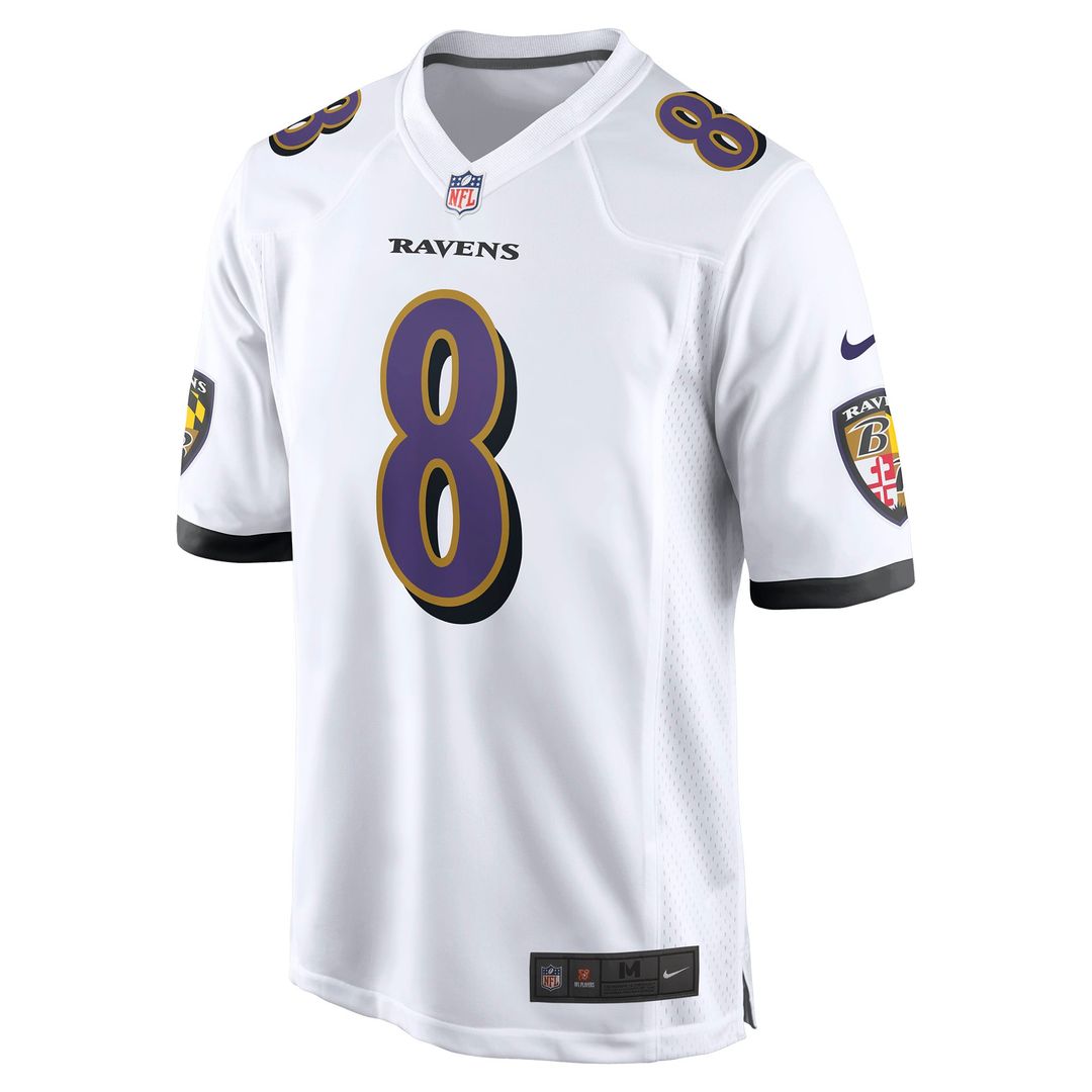 Men's Baltimore Ravens Lamar Jackson White Game NFL Football Jersey - view 5