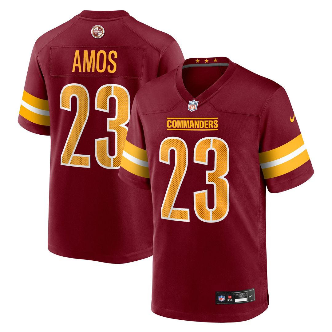 Men's Washington Commanders Trey Amos Burgundy Team Game NFL Football Jersey - view 1