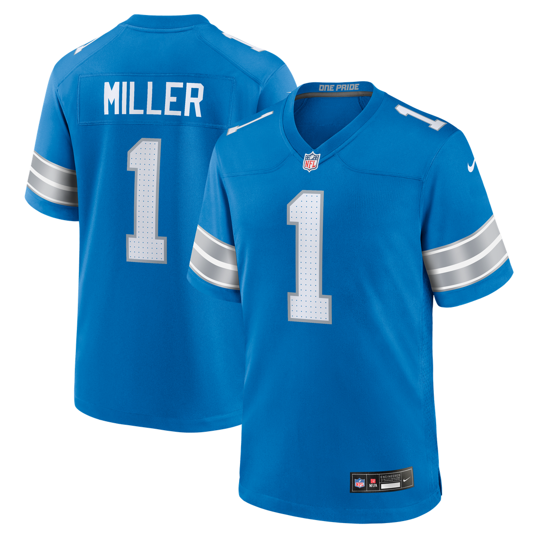 Men's Detroit Lions Blake Miller Blue Team Game NFL Football Jersey - view 1