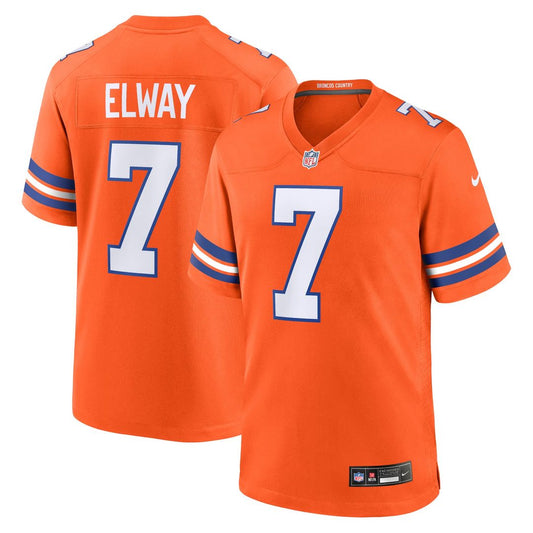 Men's Denver Broncos John Elway Orange Mile High Collection 1977 Throwback Retired Player Game NFL Football Jersey - view 1