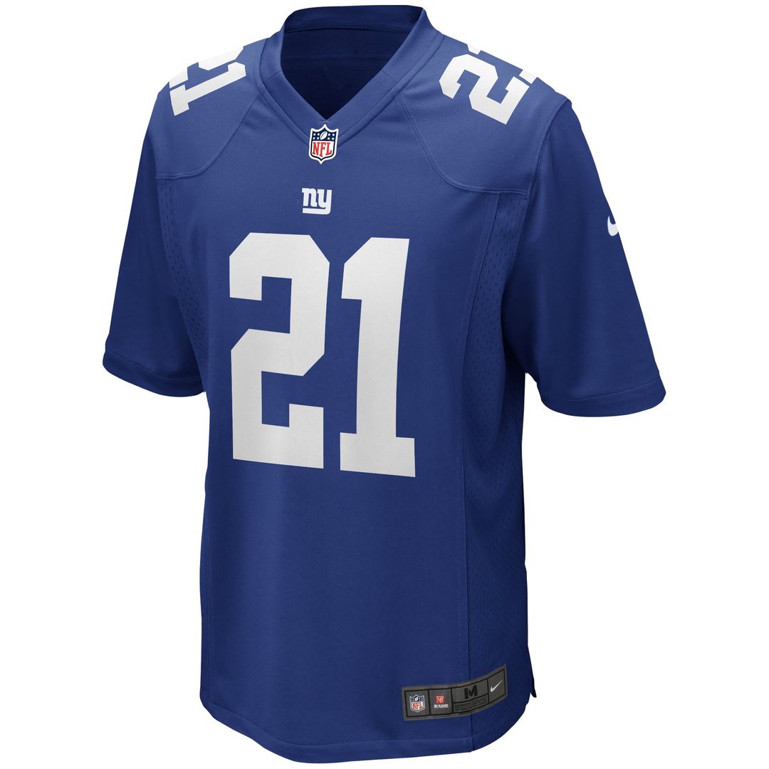 Men's New York Giants Tiki Barber Royal Game NFL Football Jersey - view 2