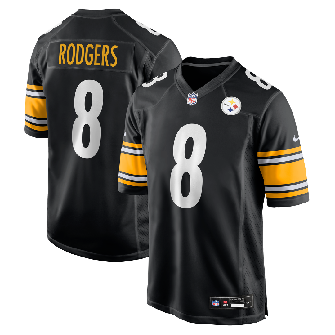 Men's Pittsburgh Steelers Aaron Rodgers Black Game NFL Football Jersey - view 1
