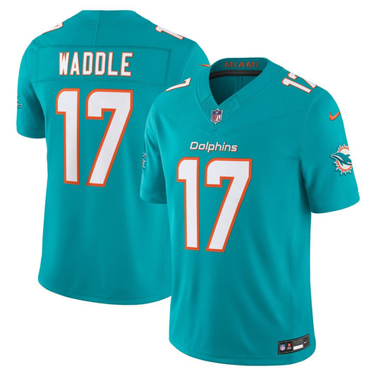 Men's Miami Dolphins Jaylen Waddle Aqua Team Stitched Limited NFL Football Jersey - view 1