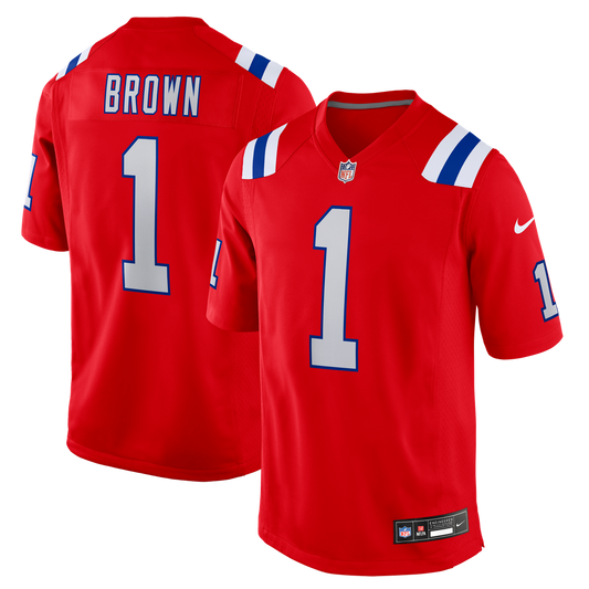 Men's New England Patriots A.J. Brown Red Game NFL Football Jersey - view 1