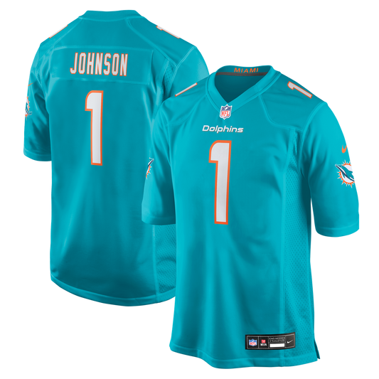 Men's Miami Dolphins Chris Johnson Aqua Team Game NFL Football Jersey - view 1
