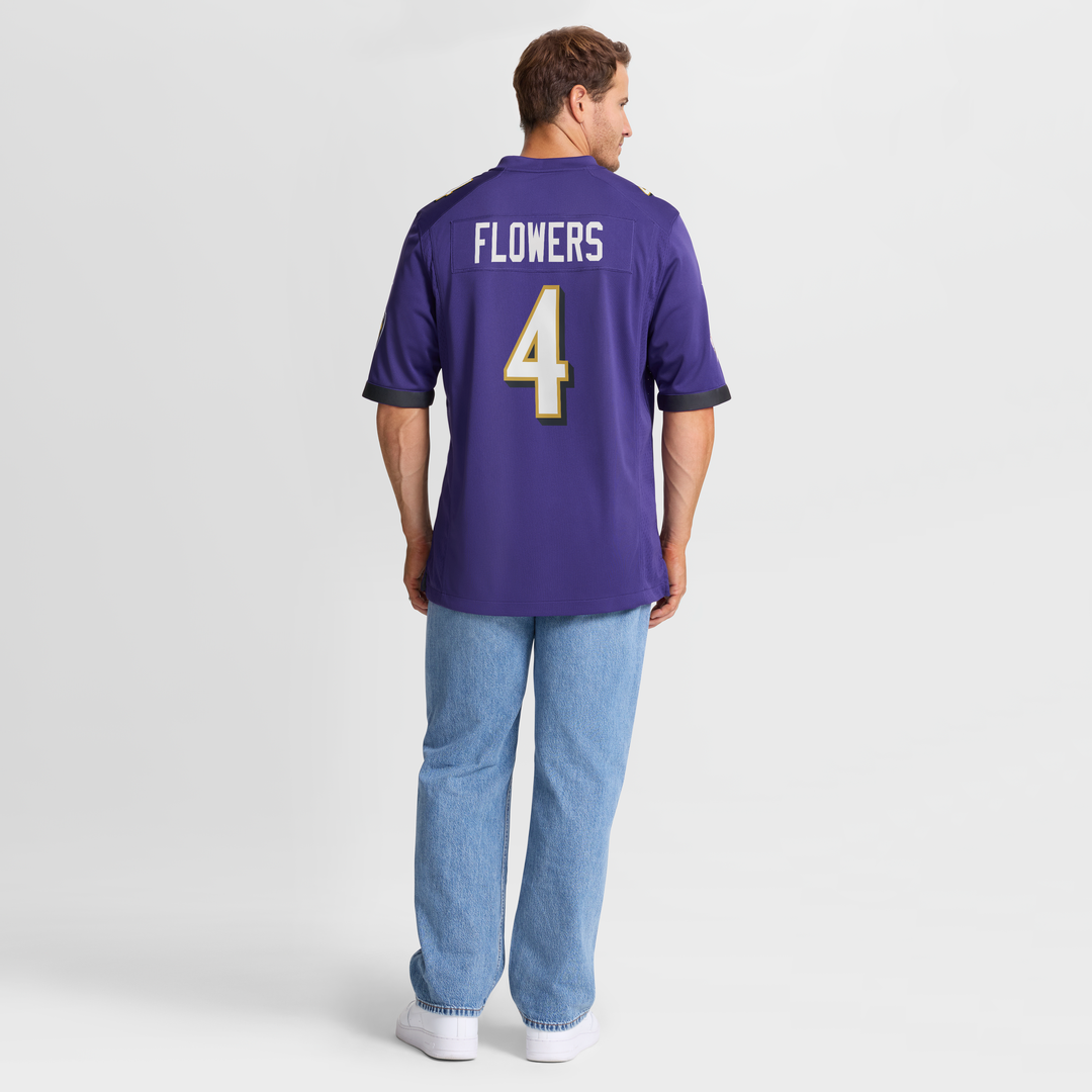 Men's Baltimore Ravens Zay Flowers Purple Game NFL Football Jersey - view 8