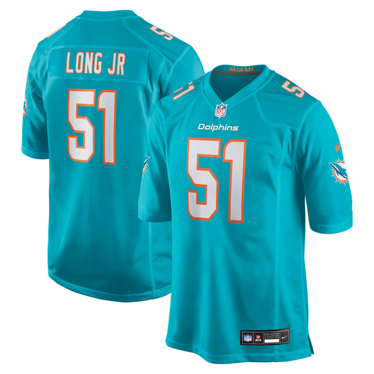 Men's Miami Dolphins David Long Jr. Aqua Game NFL Football Jersey - view 1