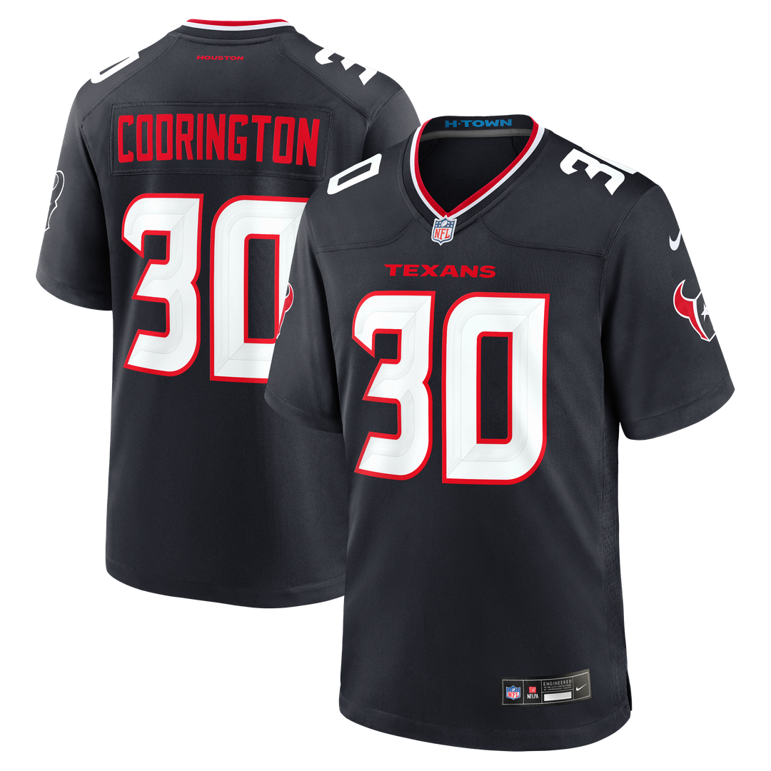 Men's Houston Texans Brandon Codrington Navy Team Game NFL Football Jersey - view 1