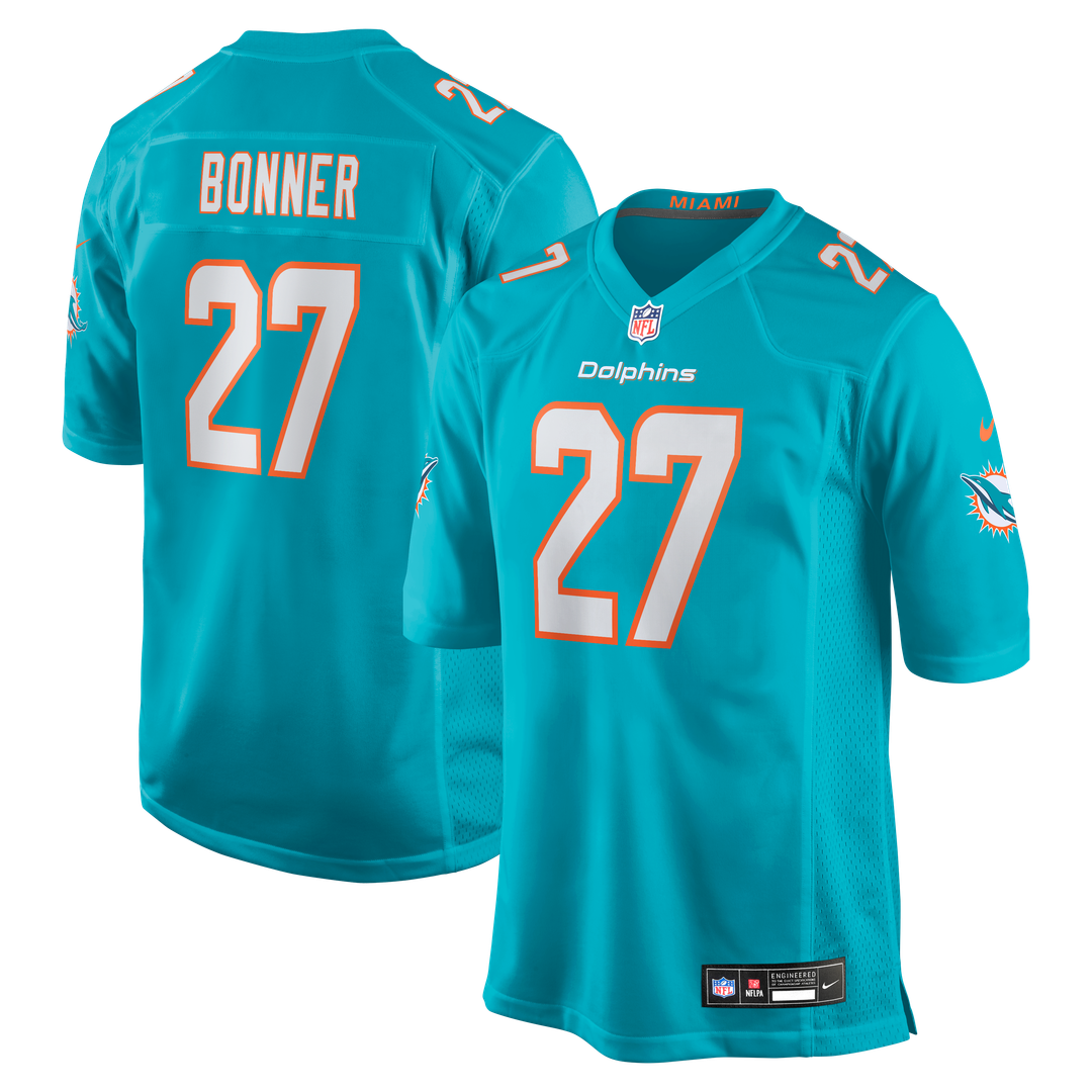 Men's Miami Dolphins Ethan Bonner Aqua Game NFL Football Jersey - view 1