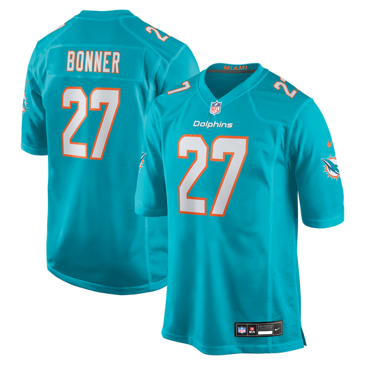 Men's Miami Dolphins Ethan Bonner Aqua Game NFL Football Jersey - view 1