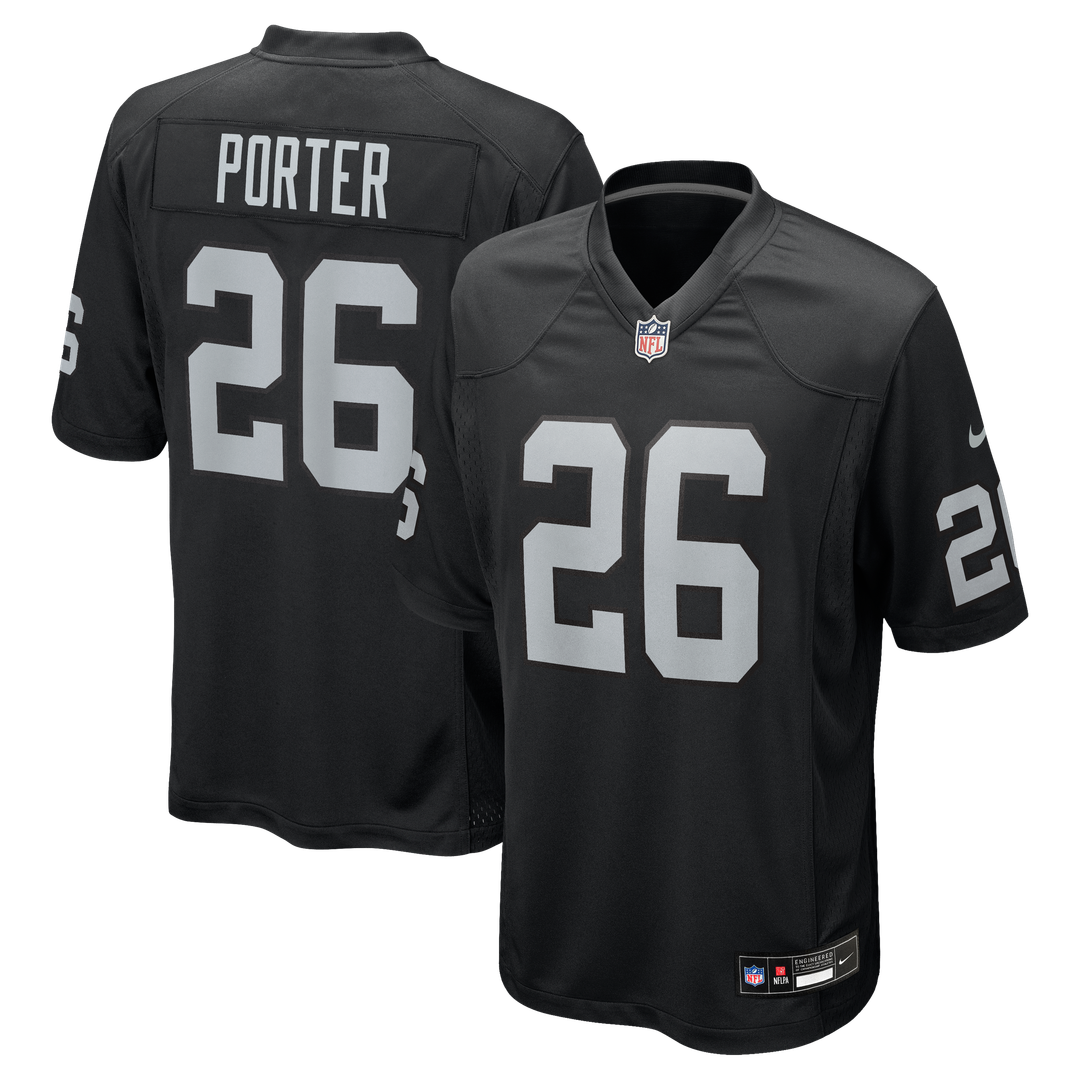 Men's Las Vegas Raiders Darien Porter Black Team Game NFL Football Jersey - view 1