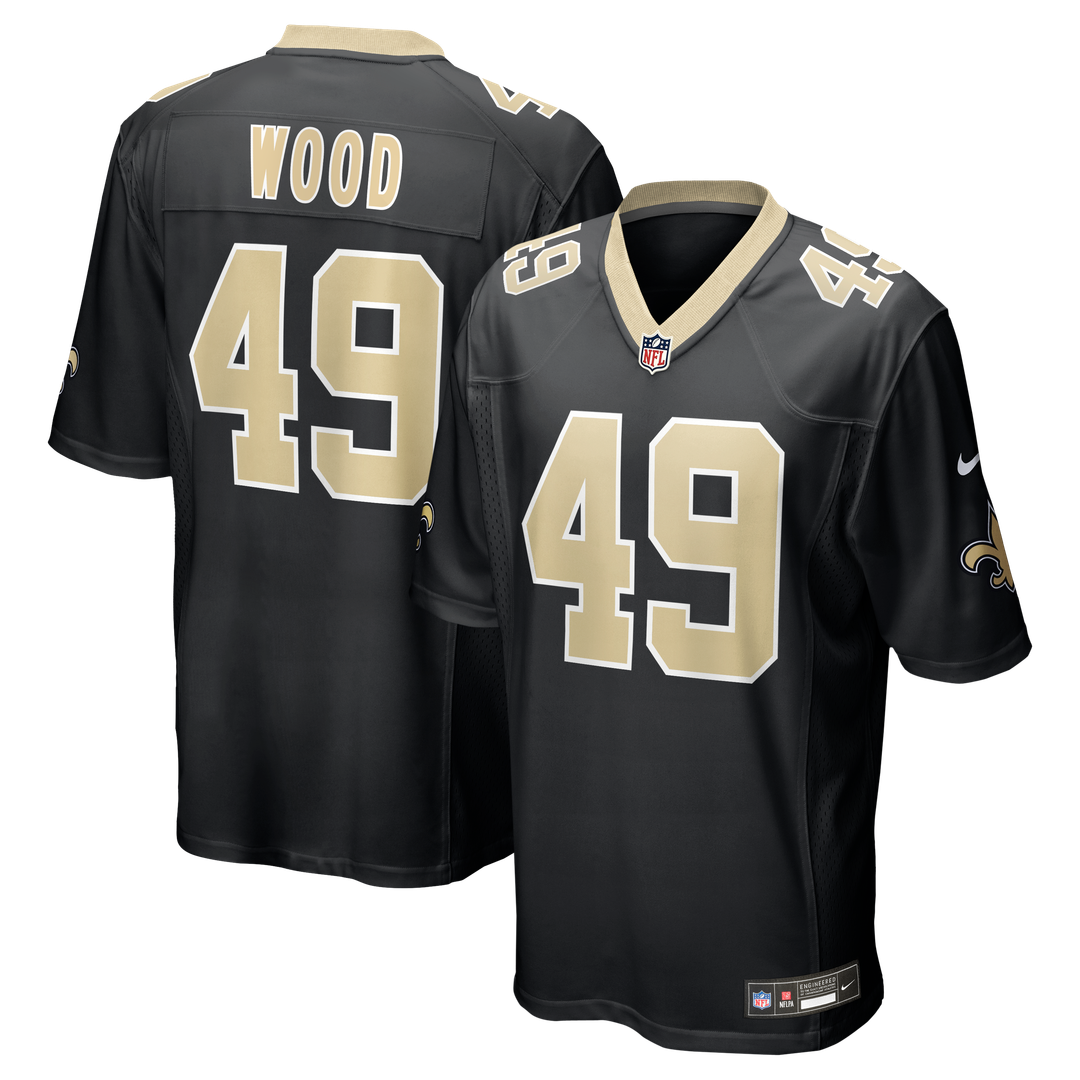 Men's New Orleans Saints Zach Wood Black Game NFL Football Jersey - view 1