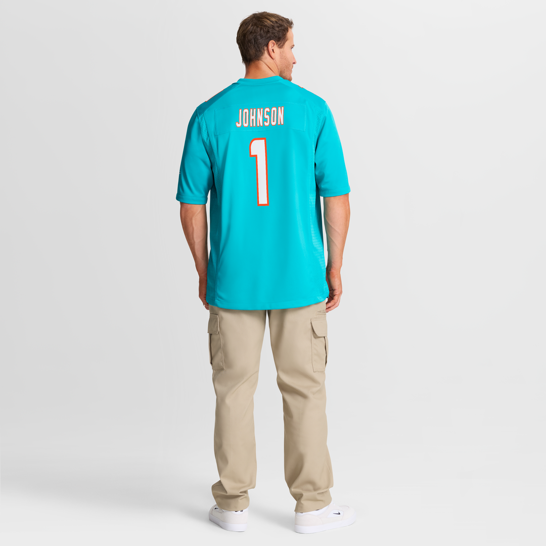 Men's Miami Dolphins Chris Johnson Aqua Team Game NFL Football Jersey - view 5