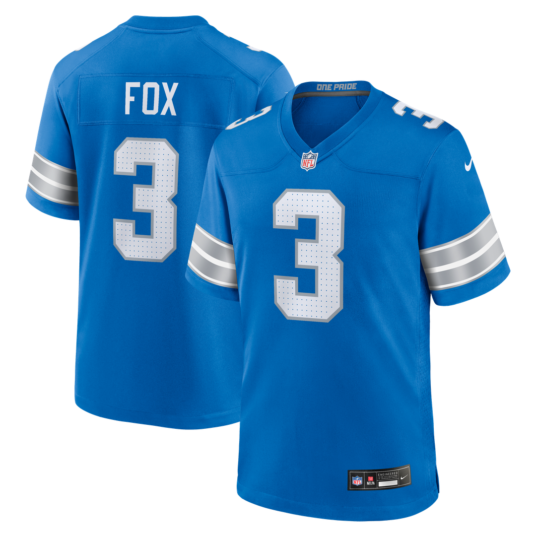 Men's Detroit Lions Jack Fox Blue Team Game NFL Football Jersey - view 1