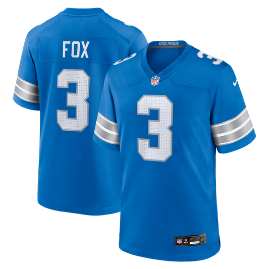 Men's Detroit Lions Jack Fox Blue Team Game NFL Football Jersey - view 1