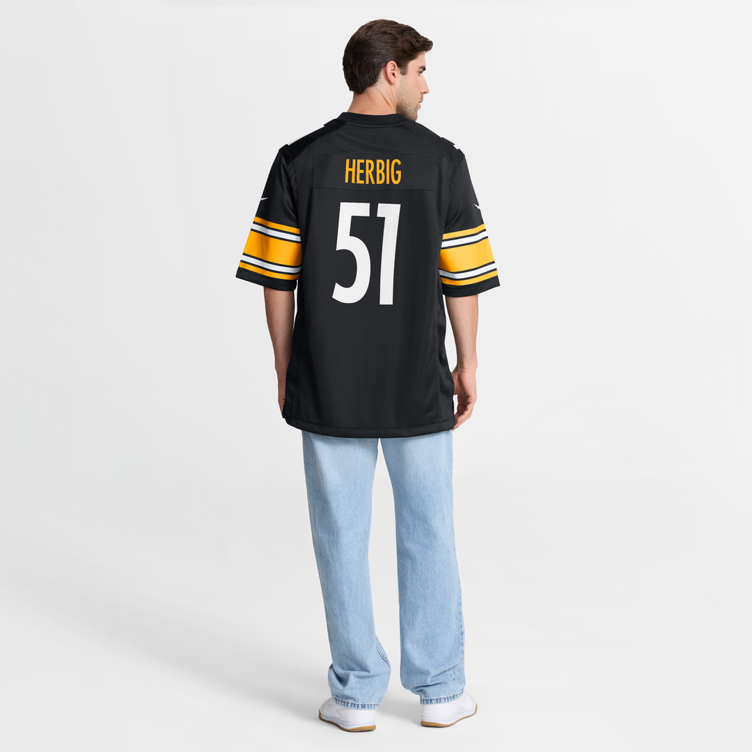 Men's Pittsburgh Steelers Nick Herbig Black Game NFL Football Jersey - view 8