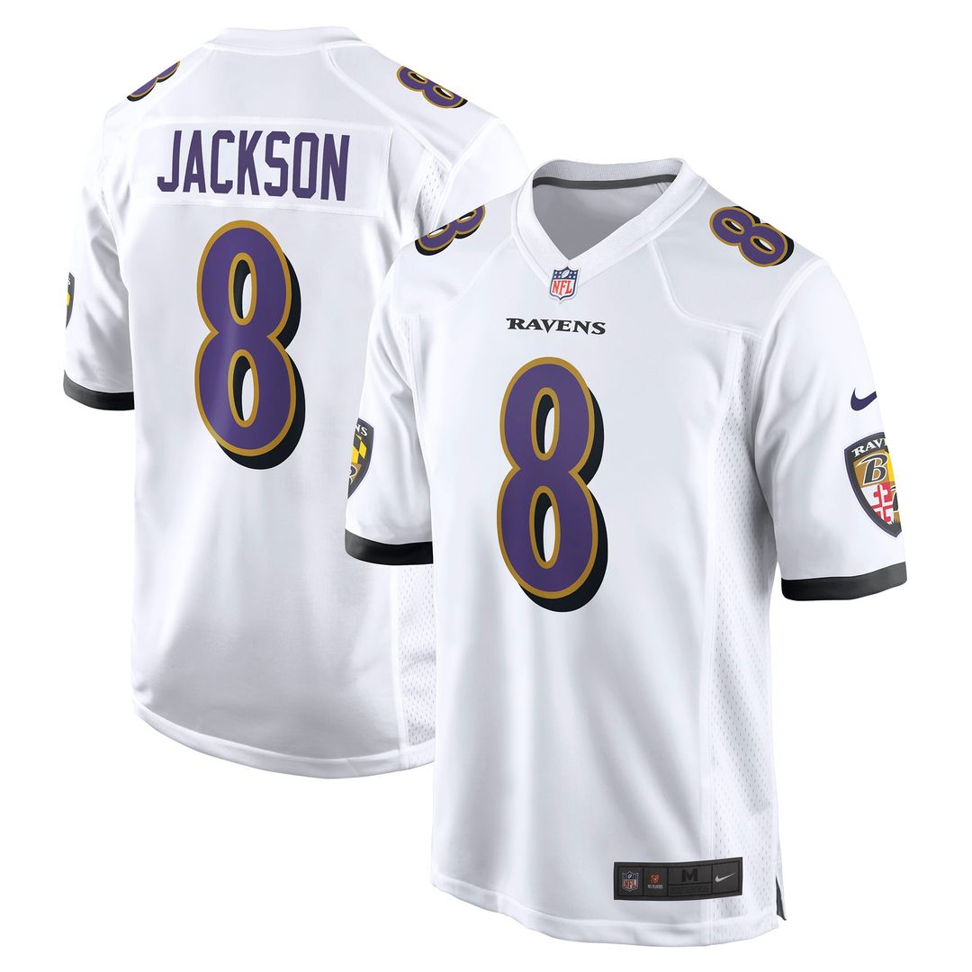 Men's Baltimore Ravens Lamar Jackson White Game NFL Football Jersey - view 1