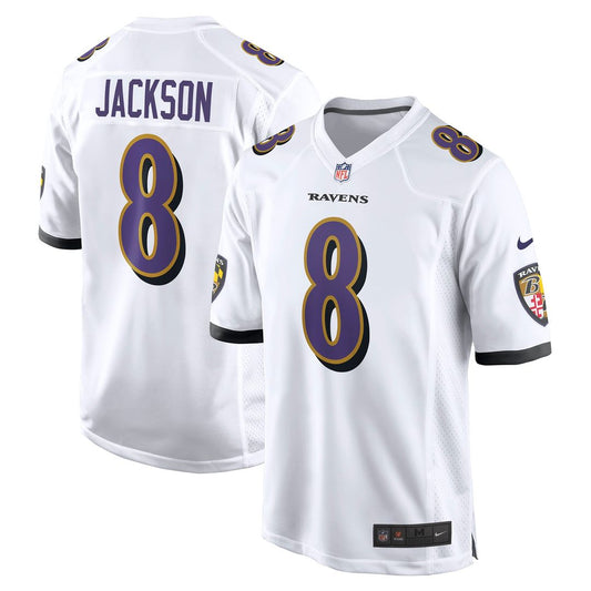 Men's Baltimore Ravens Lamar Jackson White Game NFL Football Jersey - view 1