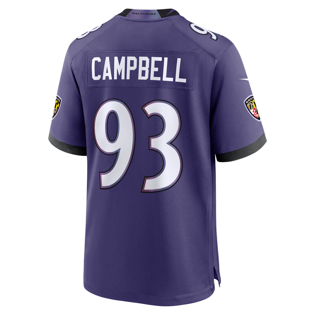 Men's Baltimore Ravens Calais Campbell Purple Team Game NFL Football Jersey - view 3