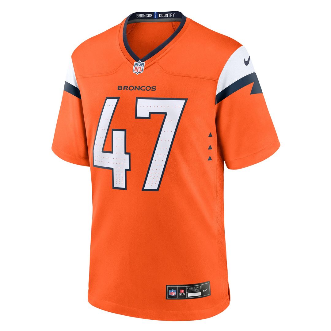 Men's Denver Broncos Karene Reid Orange Team Game NFL Football Jersey - view 2