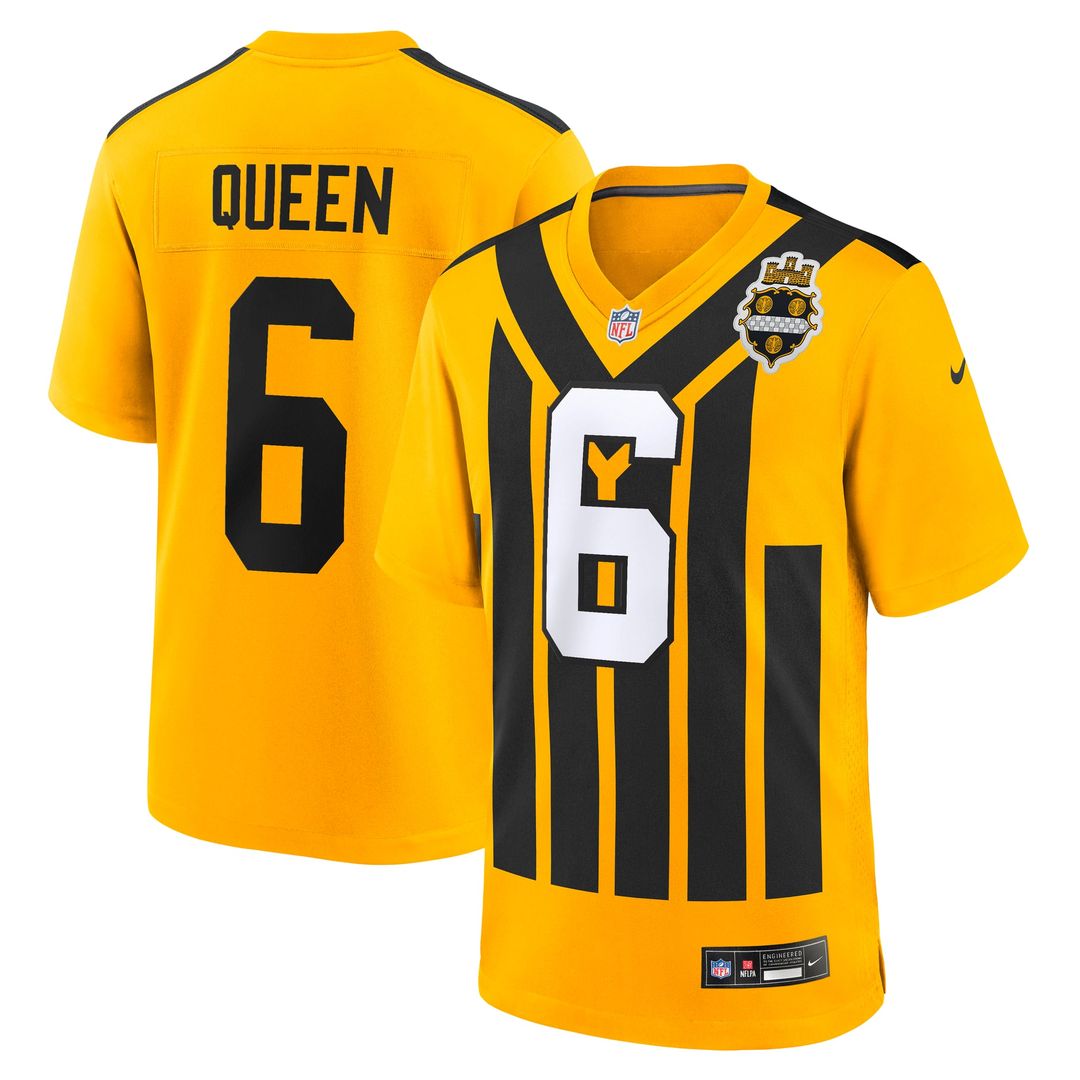 Men's Pittsburgh Steelers Patrick Queen Gold Alternate 1933 Throwback Game NFL Football Jersey - view 4