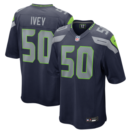 Men's Seattle Seahawks Jared Ivey College Navy Team Game NFL Football Jersey - view 1